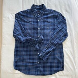 Vineyard Vines Navy Plaid Classic Fit Button Down Shirt